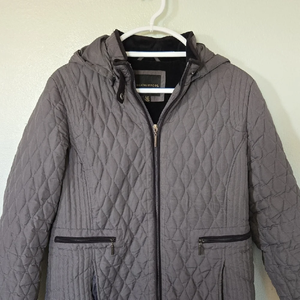 Weatherproof | Gray Quilted Hooded Coat Size Large - Picture 1 of 13